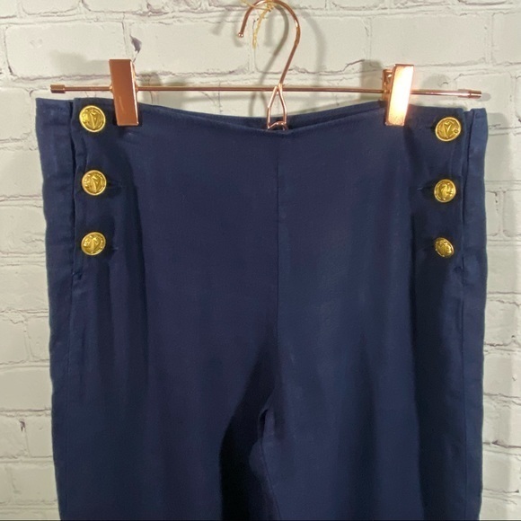 L’Agence Dee High Rise Navy Sailor Linen Trouser Pants 25 - Picture 5 of 12